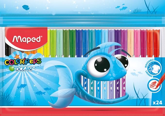 Maped Color 'Peps Ocean Pens With Plastic Pouch Assorted Colors 24 Pack, Multicolor, - Al Kabayel Discount CentreMaped Color 'Peps Ocean Pens With Plastic Pouch Assorted Colors 24 Pack, Multicolor,Color PencilsMAPEDAl Kabayel Discount Centre