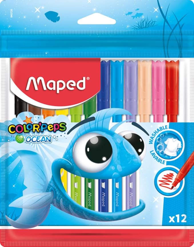 Maped Color'Peps Ocean Pens With Plastic Pouch Assorted Colours 12Pack - Al Kabayel Discount CentreMaped Color'Peps Ocean Pens With Plastic Pouch Assorted Colours 12PackColor PencilsMAPEDAl Kabayel Discount Centre