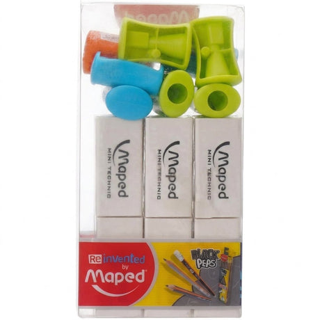 Maped Mini Technic Erasers & Sharpeners Set – 12 Erasers + 8 Sharpeners, Assorted Colors - Al Kabayel Discount CentreMaped Mini Technic Erasers & Sharpeners Set – 12 Erasers + 8 Sharpeners, Assorted ColorsErasers & SharpenersMAPEDAl Kabayel Discount Centre