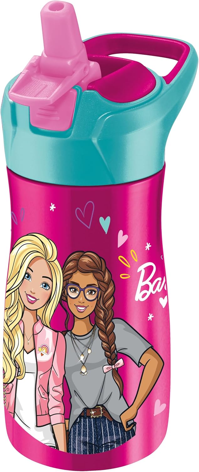 Maped Picnik Barbie Stainless Steel Drinking Bottle, Automatic Straw System, with Locking Button, Carry Handle, Official Barbie Licence - 430ML - Pink&Cyan - Al Kabayel Discount CentreMaped Picnik Barbie Stainless Steel Drinking Bottle, Automatic Straw System, with Locking Button, Carry Handle, Official Barbie Licence - 430ML - Pink&CyanWater BottleMAPEDAl Kabayel Discount Centre