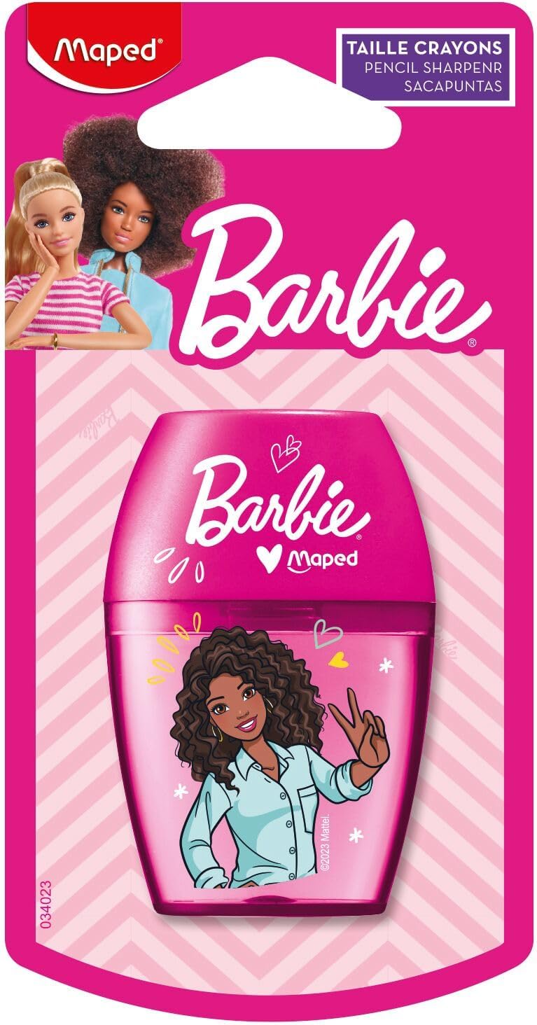 Maped Sharpener Barbie Shaker for 1 Pen Size Including Collection Box - for Thin Pencils Diameter - 8MM - Pink - Al Kabayel Discount CentreMaped Sharpener Barbie Shaker for 1 Pen Size Including Collection Box - for Thin Pencils Diameter - 8MM - PinkErasers & SharpenersMAPEDAl Kabayel Discount Centre