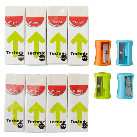 Maped Technic 9 Eraser with 4 Mini Pencil Sharpeners Assorted Colors - Al Kabayel Discount CentreMaped Technic 9 Eraser with 4 Mini Pencil Sharpeners Assorted ColorsErasers & SharpenersMAPEDAl Kabayel Discount Centre