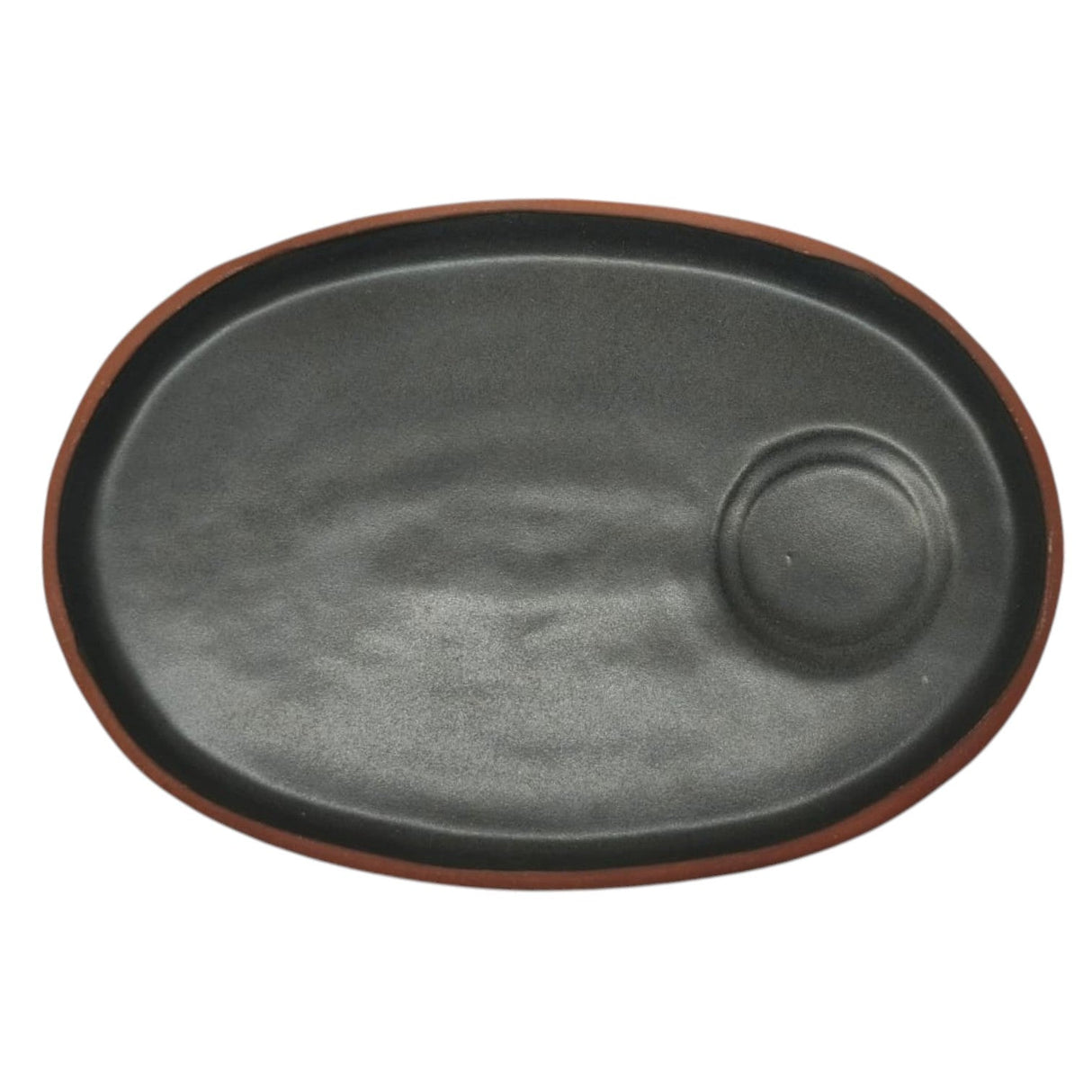 Maria Terracotta Oval Clay Tray Coffe Gourmand Saucer - 19cmX13cm - (Clay&Green) - Al Kabayel Discount CentreMaria Terracotta Oval Clay Tray Coffe Gourmand Saucer - 19cmX13cm - (Clay&Green)Serving TraysMARIAAl Kabayel Discount Centre