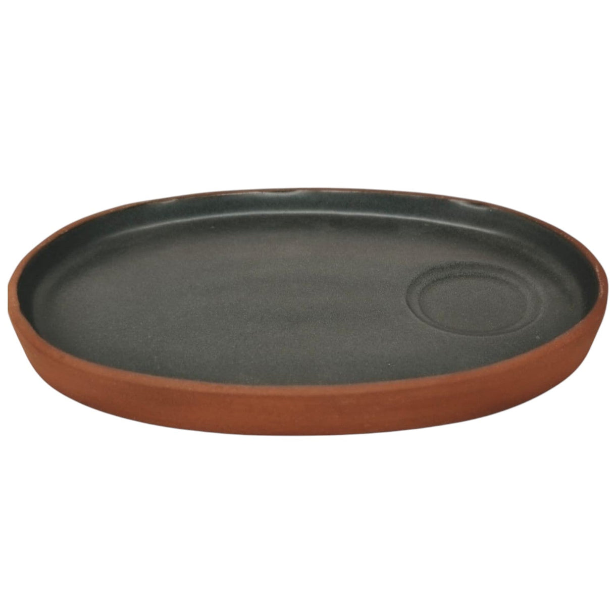 Maria Terracotta Oval Clay Tray Coffe Gourmand Saucer - 19cmX13cm - (Clay&Green) - Al Kabayel Discount CentreMaria Terracotta Oval Clay Tray Coffe Gourmand Saucer - 19cmX13cm - (Clay&Green)Serving TraysMARIAAl Kabayel Discount Centre