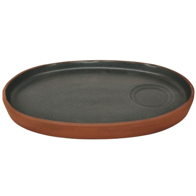 Maria Terracotta Oval Clay Tray Coffe Gourmand Saucer - 19cmX13cm - (Clay&Green) - Al Kabayel Discount CentreMaria Terracotta Oval Clay Tray Coffe Gourmand Saucer - 19cmX13cm - (Clay&Green)Serving TraysMARIAAl Kabayel Discount Centre