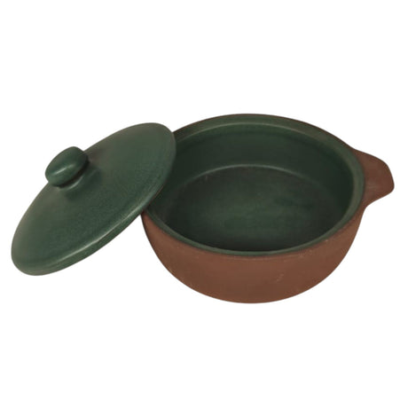 Maria Terracotta Round Clay Mini Casserole With Lid Traditional - 14cmX4cm(Green&Clay) - Al Kabayel Discount CentreMaria Terracotta Round Clay Mini Casserole With Lid Traditional - 14cmX4cm(Green&Clay)CasserolesMARIAAl Kabayel Discount Centre