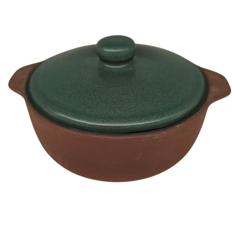 Maria Terracotta Round Clay Mini Casserole With Lid Traditional - 14cmX4cm(Green&Clay) - Al Kabayel Discount CentreMaria Terracotta Round Clay Mini Casserole With Lid Traditional - 14cmX4cm(Green&Clay)CasserolesMARIAAl Kabayel Discount Centre