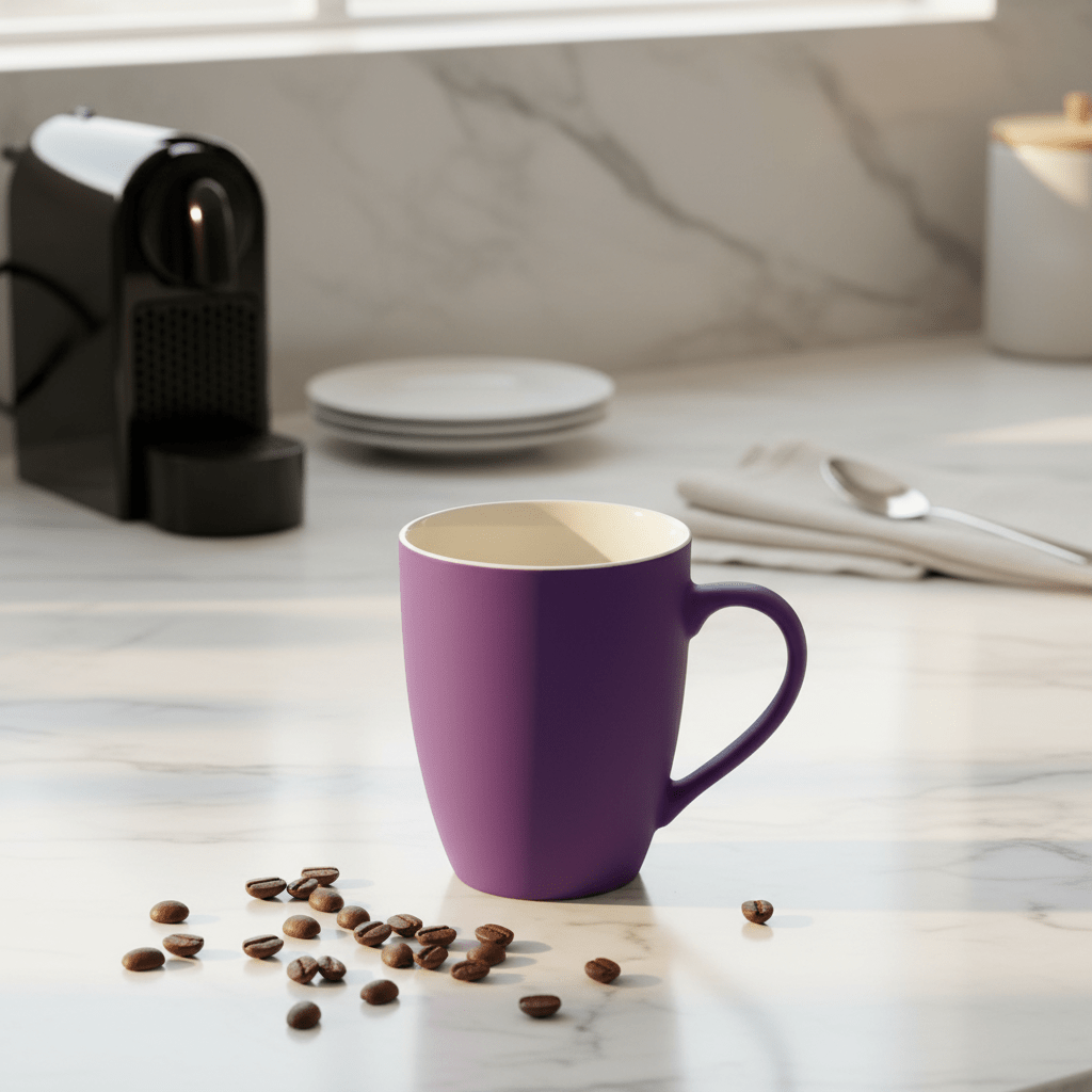 Matte Purple Ceramic Mug 400ml — Soft - Touch Finish with Cream Interior - Al Kabayel Discount CentreMatte Purple Ceramic Mug 400ml — Soft - Touch Finish with Cream InteriorMugsAKDCAl Kabayel Discount Centre