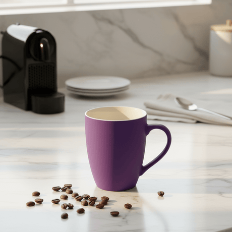Matte Purple Ceramic Mug 400ml — Soft - Touch Finish with Cream Interior - Al Kabayel Discount CentreMatte Purple Ceramic Mug 400ml — Soft - Touch Finish with Cream InteriorMugsAKDCAl Kabayel Discount Centre