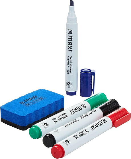 MAXI 2 Sided Whiteboard A4 + 4Pc Colour Markers + 1Pc Dry Wipe Eraser - Al Kabayel Discount CentreMAXI 2 Sided Whiteboard A4 + 4Pc Colour Markers + 1Pc Dry Wipe EraserNotebooks & Writing PadsMAXIAl Kabayel Discount Centre