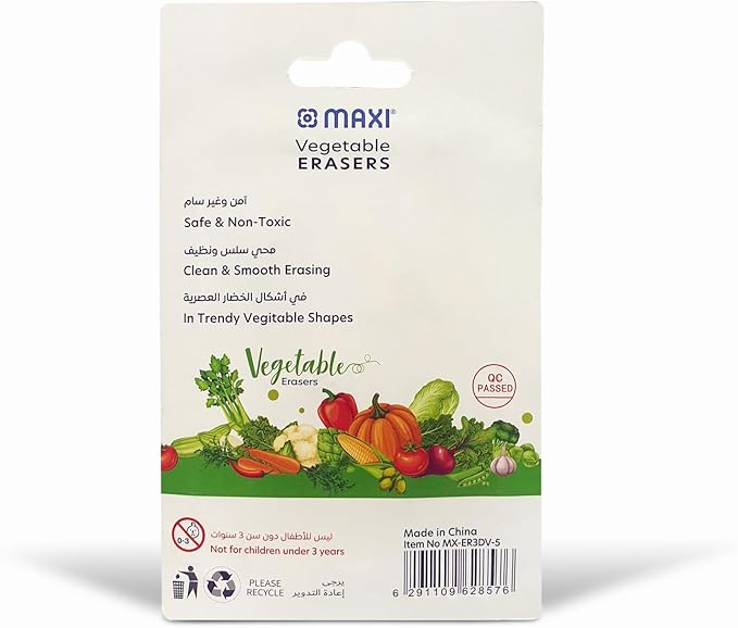 Maxi 5Pc 3D Vegetables Eraser, 3D Mini Erasers Assorted Erasers For Birthday Party Supplies Favors, School Classroom Rewards, And Novelty Toys - Al Kabayel Discount CentreMaxi 5Pc 3D Vegetables Eraser, 3D Mini Erasers Assorted Erasers For Birthday Party Supplies Favors, School Classroom Rewards, And Novelty ToysErasers & SharpenersMAXIAl Kabayel Discount Centre