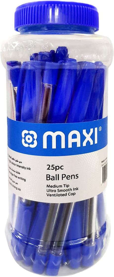 MAXI BALL PEN MEDUM TIP JAR OF 25PC BLUE - Al Kabayel Discount CentreMAXI BALL PEN MEDUM TIP JAR OF 25PC BLUEPens, Pencils & MarkersMAXIAl Kabayel Discount Centre