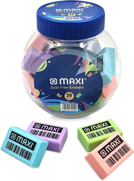 Maxi Classic Dust Free Eraser Big [Pack of 20Pcs Jar] For erasing performance for School, Office and Home - Al Kabayel Discount CentreMaxi Classic Dust Free Eraser Big [Pack of 20Pcs Jar] For erasing performance for School, Office and HomeErasers & SharpenersMAXIAl Kabayel Discount Centre
