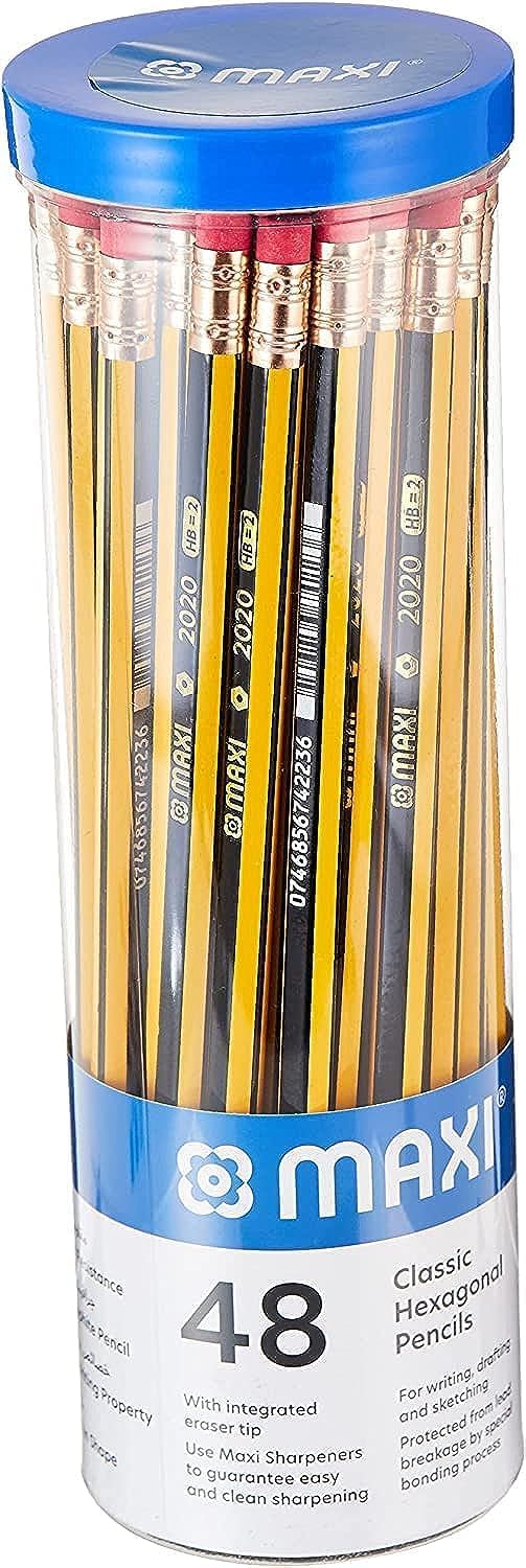 Maxi Classic Hexagonal Graphite Pencil HB2 with Eraser Tip – Jar of 48 - Al Kabayel Discount CentreMaxi Classic Hexagonal Graphite Pencil HB2 with Eraser Tip – Jar of 48Pens, Pencils & MarkersMAXIAl Kabayel Discount Centre