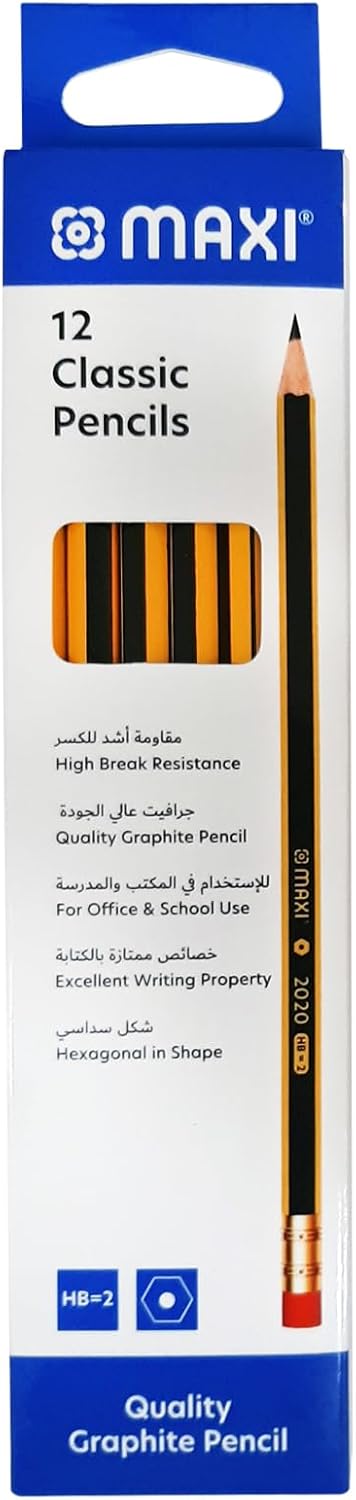Maxi Classic Pencils 12pc – HB2 Quality Graphite Pencils - Al Kabayel Discount CentreMaxi Classic Pencils 12pc – HB2 Quality Graphite PencilsPens, Pencils & MarkersMAXIAl Kabayel Discount Centre