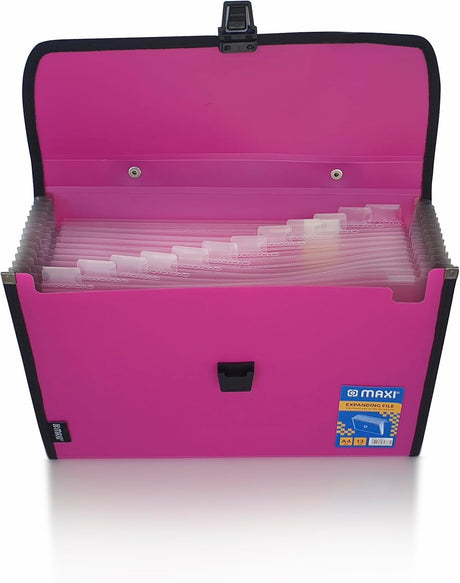 Maxi Expansion File 13 Grids With Handle Pink,13 Pockets Expanding Folders, Portable Accordion A4 Expandable Organizer - Al Kabayel Discount CentreMaxi Expansion File 13 Grids With Handle Pink,13 Pockets Expanding Folders, Portable Accordion A4 Expandable OrganizerFolders & BindersMAXIAl Kabayel Discount Centre