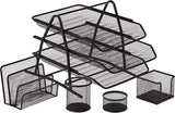 Maxi Metal Mesh Executive Desk Organizer 5Pcs Set Black - Al Kabayel Discount CentreMaxi Metal Mesh Executive Desk Organizer 5Pcs Set BlackDocument TraysMAXIAl Kabayel Discount Centre