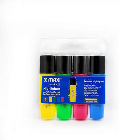 Maxi Super - Fluorescent Highlighter Wallet Of 4, 50/4 - Al Kabayel Discount CentreMaxi Super - Fluorescent Highlighter Wallet Of 4, 50/4Pens, Pencils & MarkersMAXIAl Kabayel Discount Centre
