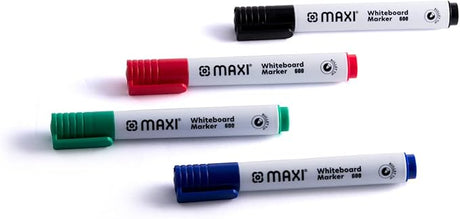 Maxi Whiteboard Marker Bullettip Wallet Of4Pcs,Assorted Colours Blue,Black,Red,Green, Dry Erase Writes Clear Wipes Out Instant, 600 - 4 - Al Kabayel Discount CentreMaxi Whiteboard Marker Bullettip Wallet Of4Pcs,Assorted Colours Blue,Black,Red,Green, Dry Erase Writes Clear Wipes Out Instant, 600 - 4Pens, Pencils & MarkersMAXIAl Kabayel Discount Centre