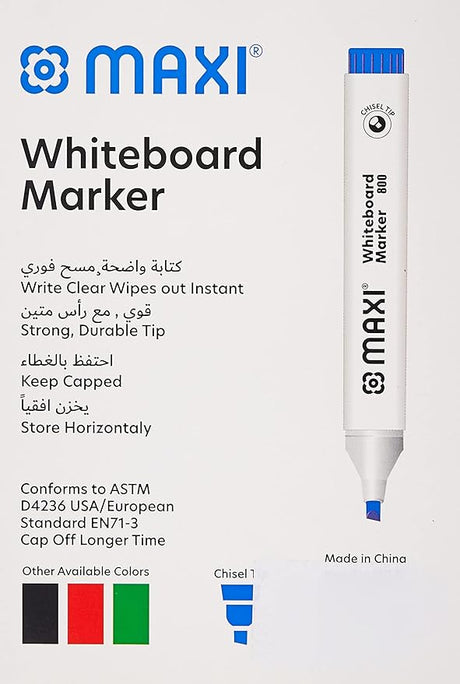 Maxi Whiteboard Marker Chisel Box Of 10Pc Blue, 800B10 - Al Kabayel Discount CentreMaxi Whiteboard Marker Chisel Box Of 10Pc Blue, 800B10Pens, Pencils & MarkersMAXIAl Kabayel Discount Centre