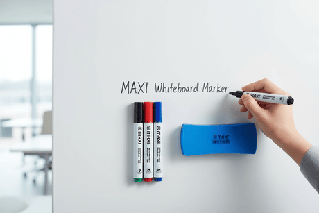 Maxi Whiteboard Marker Set with Magnetic Duster – 4 Colours - Al Kabayel Discount CentreMaxi Whiteboard Marker Set with Magnetic Duster – 4 ColoursPens, Pencils & MarkersMAXIAl Kabayel Discount Centre