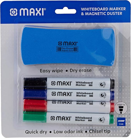 Maxi Whiteboard Marker With Duster 4 Colours - Al Kabayel Discount CentreMaxi Whiteboard Marker With Duster 4 ColoursPens, Pencils & MarkersMAXIAl Kabayel Discount Centre