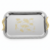 Maximan Luxury Silver & Gold Stainless Steel Serving Tray with Gold Bird Handles | 40×29 cm - Al Kabayel Discount CentreMaximan Luxury Silver & Gold Stainless Steel Serving Tray with Gold Bird Handles | 40×29 cmServing TraysMAXIMANAl Kabayel Discount Centre