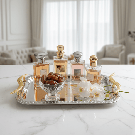 Maximan Luxury Silver & Gold Stainless Steel Serving Tray with Handles | 28.5 × 19 cm | - Al Kabayel Discount CentreMaximan Luxury Silver & Gold Stainless Steel Serving Tray with Handles | 28.5 × 19 cm |Serving TraysMAXIMANAl Kabayel Discount Centre
