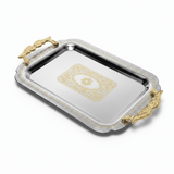 Maximan Luxury Silver & Gold Stainless Steel Serving Tray with Handles | 35.5 × 25 cm - Al Kabayel Discount CentreMaximan Luxury Silver & Gold Stainless Steel Serving Tray with Handles | 35.5 × 25 cmServing TraysMAXIMANAl Kabayel Discount Centre