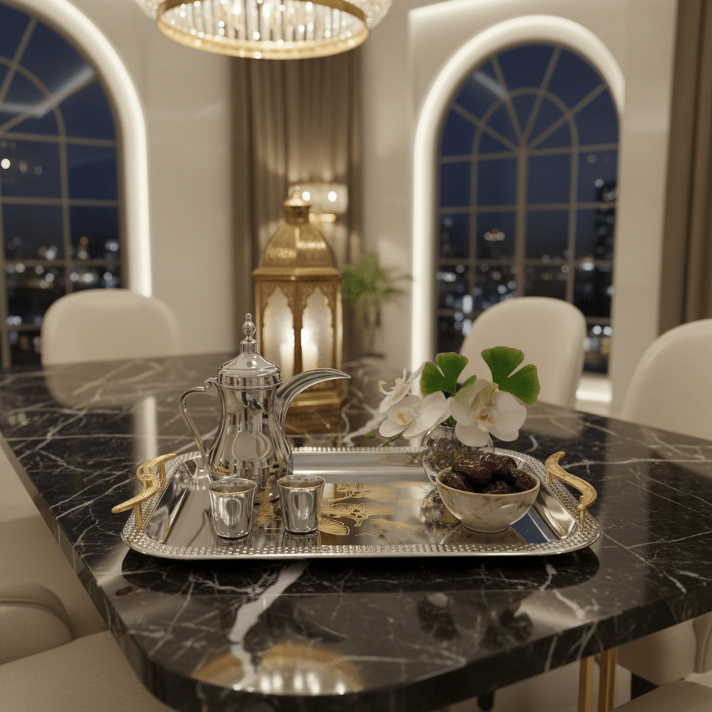 Maximan Luxury Silver & Gold Stainless Steel Serving Tray with Ornate Handles | 33.5 × 23.5 cm - Al Kabayel Discount CentreMaximan Luxury Silver & Gold Stainless Steel Serving Tray with Ornate Handles | 33.5 × 23.5 cmServing TraysMAXIMANAl Kabayel Discount Centre