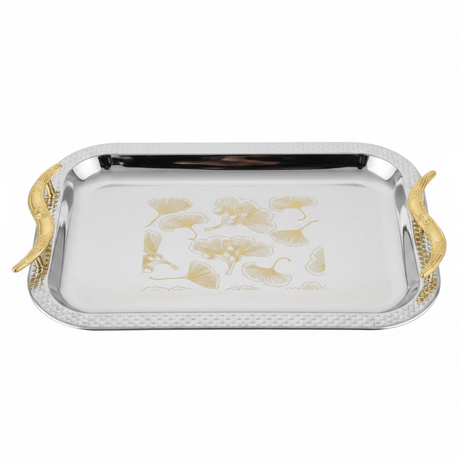 Maximan Luxury Silver & Gold Stainless Steel Serving Tray with Ornate Handles | 33.5 × 23.5 cm - Al Kabayel Discount CentreMaximan Luxury Silver & Gold Stainless Steel Serving Tray with Ornate Handles | 33.5 × 23.5 cmServing TraysMAXIMANAl Kabayel Discount Centre