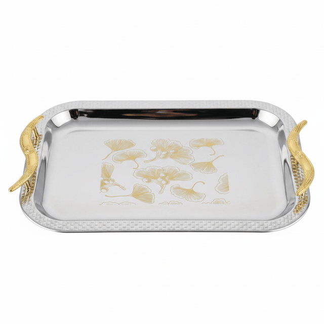 Maximan Luxury Silver & Gold Stainless Steel Serving Tray with Ornate Handles | 33.5 × 23.5 cm - Al Kabayel Discount CentreMaximan Luxury Silver & Gold Stainless Steel Serving Tray with Ornate Handles | 33.5 × 23.5 cmServing TraysMAXIMANAl Kabayel Discount Centre