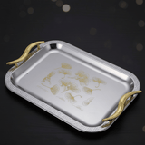 Maximan Luxury Silver & Gold Stainless Steel Serving Tray with Ornate Handles | 33.5 × 23.5 cm - Al Kabayel Discount CentreMaximan Luxury Silver & Gold Stainless Steel Serving Tray with Ornate Handles | 33.5 × 23.5 cmServing TraysMAXIMANAl Kabayel Discount Centre