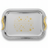 Maximan Luxury Silver & Gold Stainless Steel Serving Tray with Swan Handles | 40×29cm - Al Kabayel Discount CentreMaximan Luxury Silver & Gold Stainless Steel Serving Tray with Swan Handles | 40×29cmServing TraysMAXIMANAl Kabayel Discount Centre