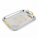 Maximan Luxury Silver & Gold Stainless Steel Serving Tray with Swan Handles | 40×29cm - Al Kabayel Discount CentreMaximan Luxury Silver & Gold Stainless Steel Serving Tray with Swan Handles | 40×29cmServing TraysMAXIMANAl Kabayel Discount Centre