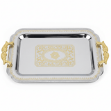 Maximan Silver & Gold Stainless Steel Serving Tray with Handles | 43.5 × 30 cm | - Al Kabayel Discount CentreMaximan Silver & Gold Stainless Steel Serving Tray with Handles | 43.5 × 30 cm |Serving TraysMAXIMANAl Kabayel Discount Centre