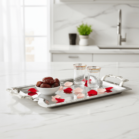 Maximan Silver Stainless Steel Serving Tray with Handles | 33.5 × 23.5 cm | Ornate Engraved Design - Al Kabayel Discount CentreMaximan Silver Stainless Steel Serving Tray with Handles | 33.5 × 23.5 cm | Ornate Engraved DesignServing TraysMAXIMANAl Kabayel Discount Centre