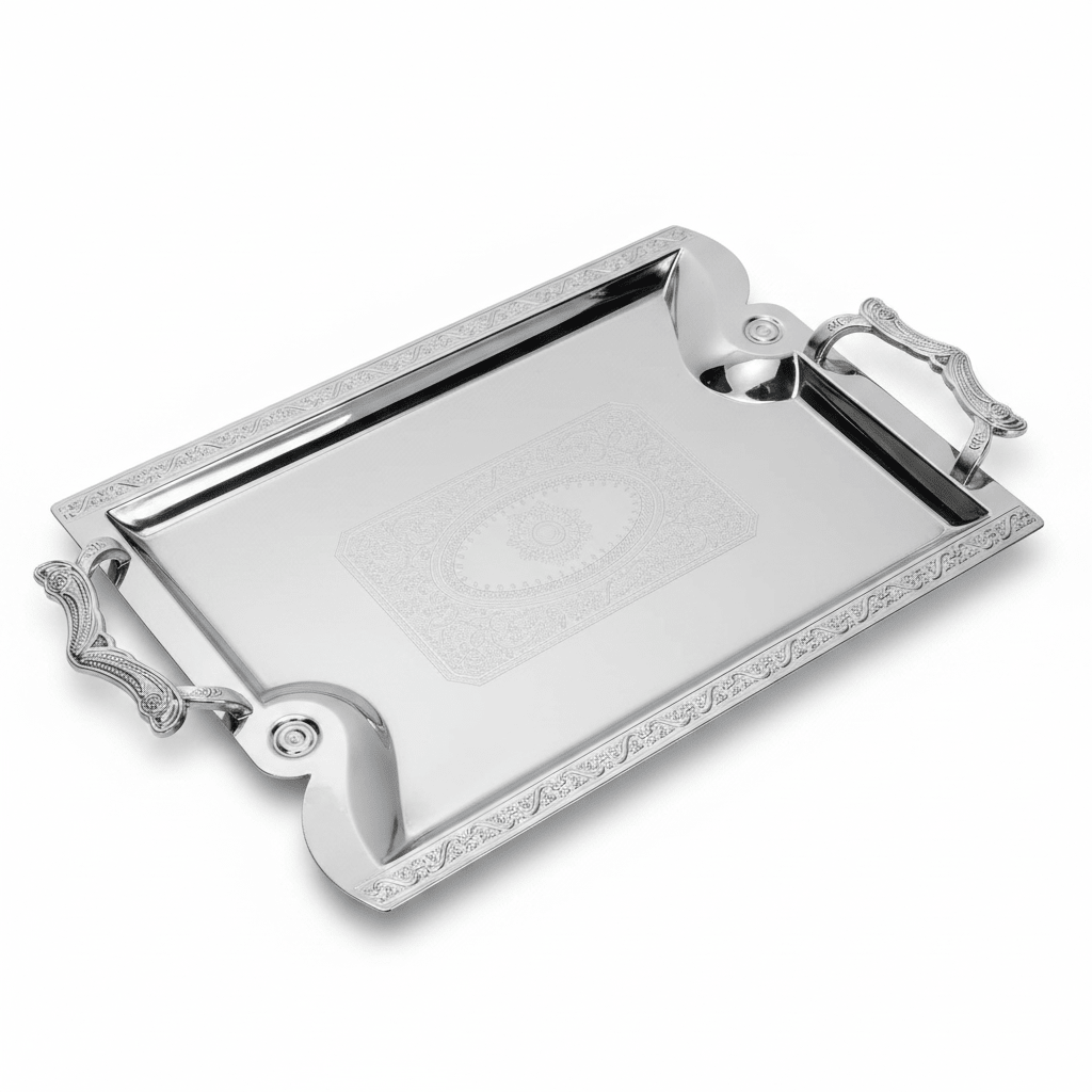 Maximan Silver Stainless Steel Serving Tray with Handles — 40×29cm - Al Kabayel Discount CentreMaximan Silver Stainless Steel Serving Tray with Handles — 40×29cmServing TraysMAXIMANAl Kabayel Discount Centre