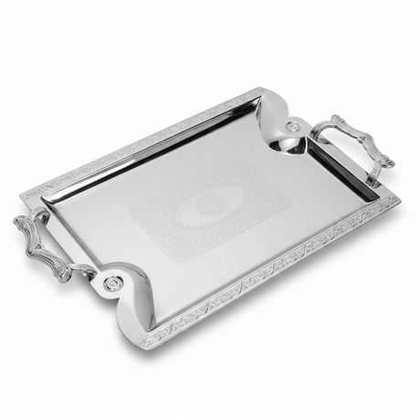 Maximan Silver Stainless Steel Serving Tray with Handles — 40×29cm - Al Kabayel Discount CentreMaximan Silver Stainless Steel Serving Tray with Handles — 40×29cmServing TraysMAXIMANAl Kabayel Discount Centre