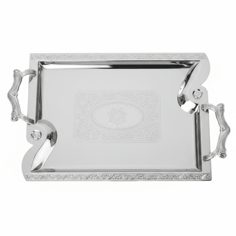 Maximan Silver Stainless Steel Serving Tray with Handles — 40×29cm - Al Kabayel Discount CentreMaximan Silver Stainless Steel Serving Tray with Handles — 40×29cmServing TraysMAXIMANAl Kabayel Discount Centre