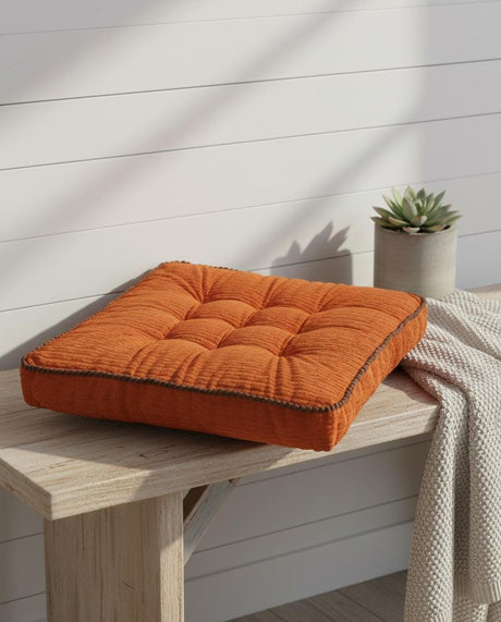 MaximHome Luxury Velour Square Cushion with Brown Border – Vibrant Orange Statement Throw Pillow, 40×40×7 cm - Al Kabayel Discount CentreMaximHome Luxury Velour Square Cushion with Brown Border – Vibrant Orange Statement Throw Pillow, 40×40×7 cmFloor Pillows & CushionsMAXIHOMEAl Kabayel Discount Centre