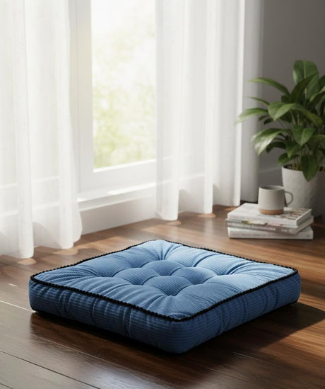 MaximHome Premium Velour Fabric Square Cushion with Black Border – Deep Blue Modern Home Accent Pillow, 40×40×7 cm - Al Kabayel Discount CentreMaximHome Premium Velour Fabric Square Cushion with Black Border – Deep Blue Modern Home Accent Pillow, 40×40×7 cmFloor Pillows & CushionsMAXIHOMEAl Kabayel Discount Centre