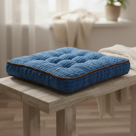 MaximHome Soft Velour Square Cushion with Brown Border Finish – Elegant Blue Decorative Cushion, 40×40×7 cm - Al Kabayel Discount CentreMaximHome Soft Velour Square Cushion with Brown Border Finish – Elegant Blue Decorative Cushion, 40×40×7 cmFloor Pillows & CushionsMAXIHOMEAl Kabayel Discount Centre