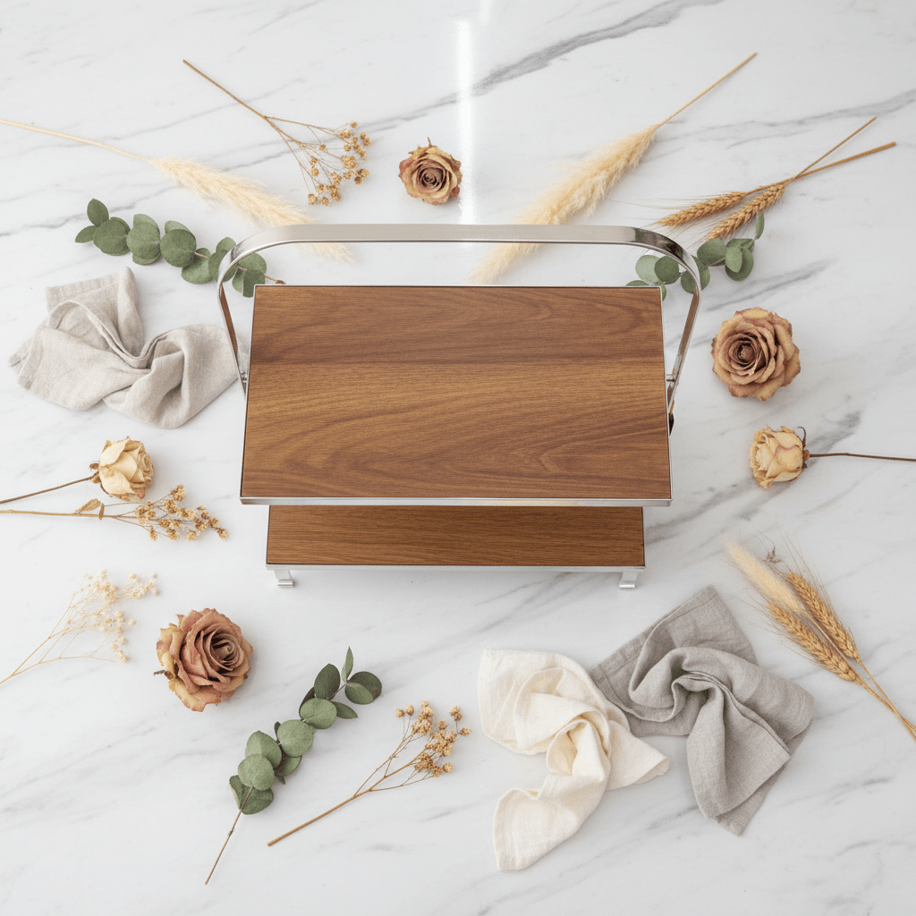 May Flower 2 - Tier Rectangle Wooden Cake Stand | Silver Stainless Steel Frame | 26×15cm - Al Kabayel Discount CentreMay Flower 2 - Tier Rectangle Wooden Cake Stand | Silver Stainless Steel Frame | 26×15cmServing TraysMAY FLOWERAl Kabayel Discount Centre