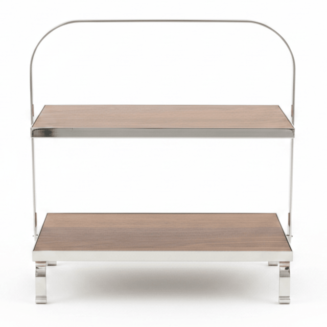 May Flower 2 - Tier Rectangle Wooden Cake Stand | Silver Stainless Steel Frame | 26×15cm - Al Kabayel Discount CentreMay Flower 2 - Tier Rectangle Wooden Cake Stand | Silver Stainless Steel Frame | 26×15cmServing TraysMAY FLOWERAl Kabayel Discount Centre