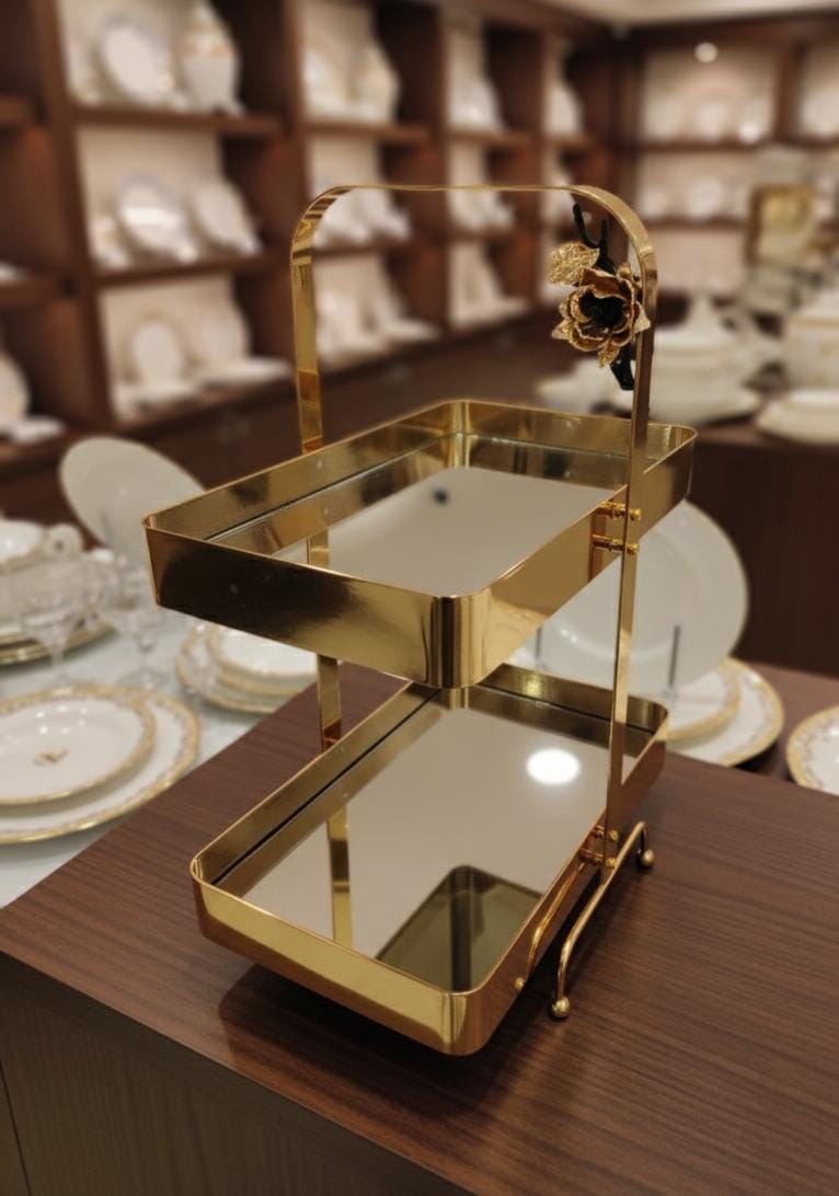 MAY FLOWER 2 - Tier Rectangular Mirror Serving Tray with Gold Finish – Elegant Dessert and Snack Stand for Parties, Weddings, or Home Decoration 40x30x18 cm - Al Kabayel Discount CentreMAY FLOWER 2 - Tier Rectangular Mirror Serving Tray with Gold Finish – Elegant Dessert and Snack Stand for Parties, Weddings, or Home Decoration 40x30x18 cmServeware SetsMAY FLOWERAl Kabayel Discount Centre