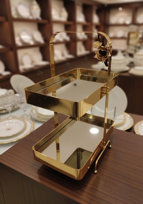 MAY FLOWER 2 - Tier Rectangular Mirror Serving Tray with Gold Finish – Elegant Dessert and Snack Stand for Parties, Weddings, or Home Decoration 40x30x18 cm - Al Kabayel Discount CentreMAY FLOWER 2 - Tier Rectangular Mirror Serving Tray with Gold Finish – Elegant Dessert and Snack Stand for Parties, Weddings, or Home Decoration 40x30x18 cmServeware SetsMAY FLOWERAl Kabayel Discount Centre