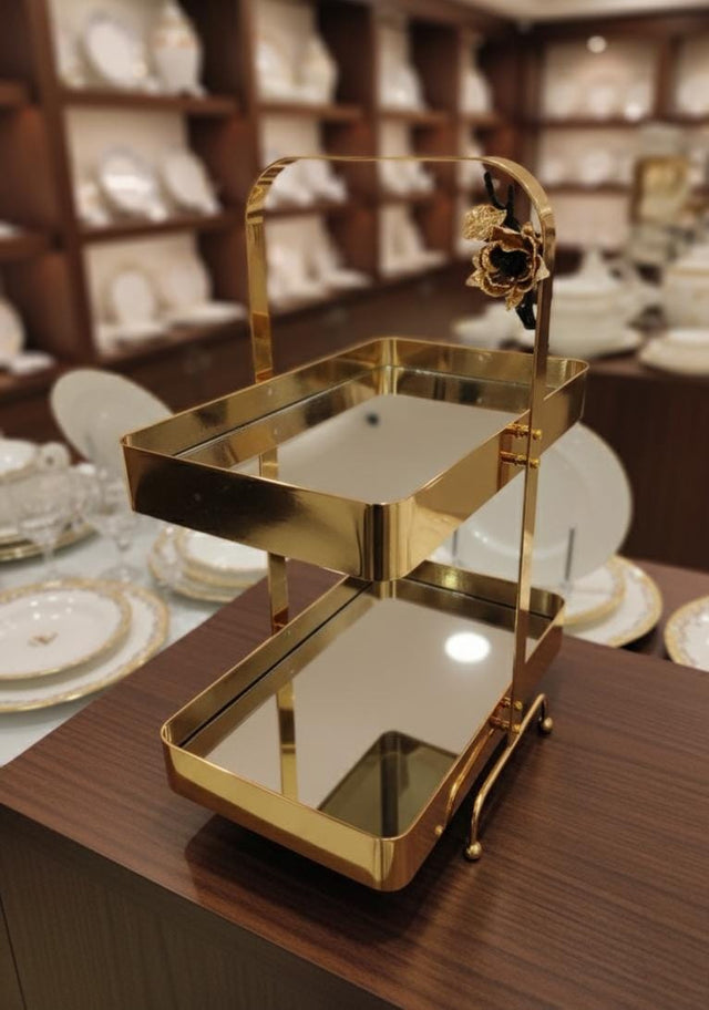 MAY FLOWER 2 - Tier Rectangular Mirror Serving Tray with Gold Finish – Elegant Dessert and Snack Stand for Parties, Weddings, or Home Decoration 40x30x18 cm - Al Kabayel Discount CentreMAY FLOWER 2 - Tier Rectangular Mirror Serving Tray with Gold Finish – Elegant Dessert and Snack Stand for Parties, Weddings, or Home Decoration 40x30x18 cmServeware SetsMAY FLOWERAl Kabayel Discount Centre