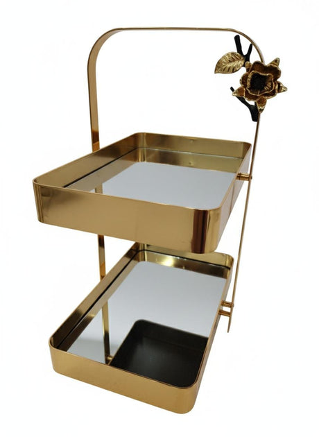 MAY FLOWER 2 - Tier Rectangular Mirror Serving Tray with Gold Finish – Elegant Dessert and Snack Stand for Parties, Weddings, or Home Decoration 40x30x18 cm - Al Kabayel Discount CentreMAY FLOWER 2 - Tier Rectangular Mirror Serving Tray with Gold Finish – Elegant Dessert and Snack Stand for Parties, Weddings, or Home Decoration 40x30x18 cmServeware SetsMAY FLOWERAl Kabayel Discount Centre