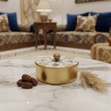 May Flower Luxury Round Gold Candy Box with Decorative Lid for Sweets, Chocolates & Gift Storage – 15cm - Al Kabayel Discount CentreMay Flower Luxury Round Gold Candy Box with Decorative Lid for Sweets, Chocolates & Gift Storage – 15cmJars & Food SaversMAY FLOWERAl Kabayel Discount Centre